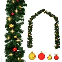 vidaXL Guirlande de Noël décorée avec boules et lumières LED 20 m