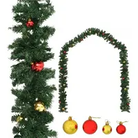 vidaXL Guirlande de Noël décorée avec boules 10 m