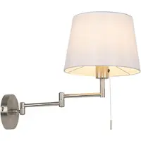 QAZQA Applique murale en acier avec abat-jour blanc et bras orientable - Ladas Deluxe