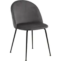 OXM Confortable chaise de salle à manger rembourrée Leon Dublin Tissu Dark Grey 40 / Métal Matt Black Rough Powder Coated 49,5 x 80,5 x 54 cm