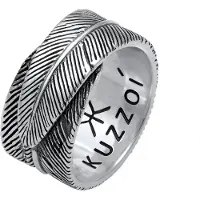 KUZZOI Bague 'Feder' noir / argent