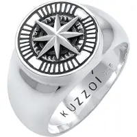 KUZZOI Bague 'Kompass' anthracite / argent