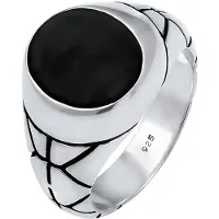KUZZOI Bague 'Siegel' noir / argent