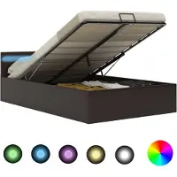 vidaXL Cadre de lit à rangement hydraulique sans matelas avec LED gris