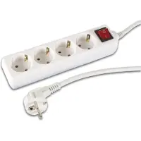 Allteq Prise 4 Voies Avec Interrupteur - Câble 3 M - Blanc - Schuko