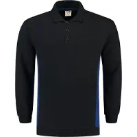Tricorp Hommes, Pull-over, Sweatshirt col polo bicolore poche poitrine NavyRoyalblue taille S, Bleu, (S)