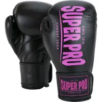 Super Pro Combat Gear Muay Thai Gants De Boxe Champ Noir/Rose 12 Oz