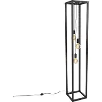 QAZQA Lampadaire industriel noir 3 lumières - Big Cage