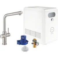 GROHE Robinet de cuisine avec fonction filtre Blue supersteel matt 31347
