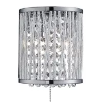 Searchlight Applique murale, chrome, H 17 cm, aluminium, cristal, ELISE