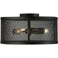 Searchlight Fishnet plafonnier à 3 flammes rond 45cm noir mat