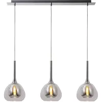 Brilliant Lampe suspendue salle à manger Hadan chrome avec verre fumé