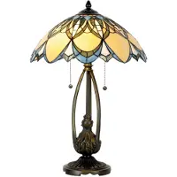 Clayre & Eef Lampe de table Tiffany Ø 40x60 cm Bleu Beige Verre
