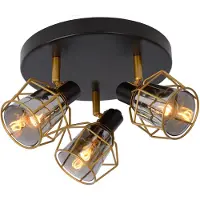 Lucide Lampe de plafond Nila Noir à 3 lumières