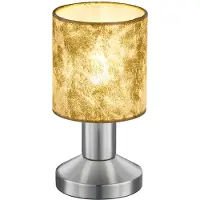 TRIO Garda Lampe De Table Moderne Avec Abat-Jour Rond En Nickel Mat Avec Abat-Jour Doré