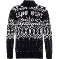Cipo & Baxx Pull-over bleu nuit / blanc