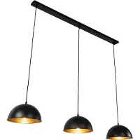QAZQA Suspension industrielle noire avec or 3 lumières - Magnax