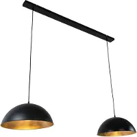 QAZQA Suspension industrielle noire avec or 2 lumières - Magnax