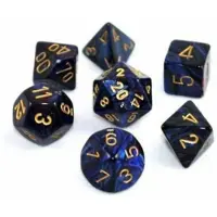 Chessex Poly 7 Cubes Set : Scarab Royal Blue / Gold