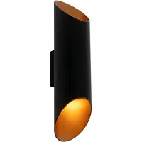 QAZQA Applique murale moderne noire avec intérieur doré 9,6 cm - Organo
