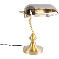 QAZQA Lampe de notaire classique dorée avec verre miroir fumé - Banker