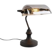 QAZQA Lampe de notaire classique noire avec verre miroir fumé - Banker