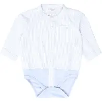 Hust & Claire Barboteuse / body 'Bertil' bleu clair / blanc