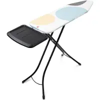 Brabantia Table à repasser B, 124x38cm, support fixe pour centrale vapeur, cadre noir 25mm, PerfectFlow, Spring Bubbles