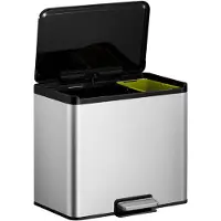 EKO Poubelle à pédale - 2 Recycleur - 29L - Polypropylène - acier inoxydable - 38.8x 46.2x41.1cm - Silver