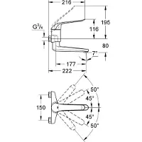 GROHE Euroeco Wandmengkraan - Canne à linge