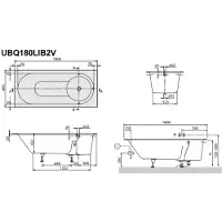 Villeroy & Boch Villeroy et Boch Libra Baignoire douche 180x80cm quaryl rectangulaire avec pieds blanc ubq180lib2v-01