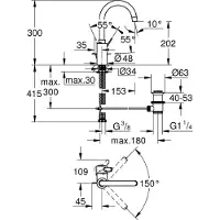GROHE Mitigeur lavabo EUROSMART COSMOPOLITAN bec haut - Chromé