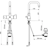 Delabie WT-Therm. SECURITH. zone médicale, bec pivotant H205 L150mm