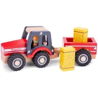 Woet - 11943 - Tracteur Avec Remorque Et Figurines - Bottes De Paille-