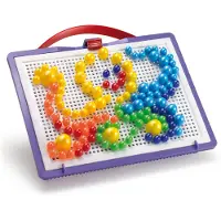 Quercetti Jeu de mosaique : fantacolor portable 160 pieces - set jeu créatif enfant + 1 carte tigre - jouet garcon et fille