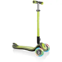 Globber ELITE DELUXE LIGHTS - trottinette enfants, 120/80 mm, ABEC 5, 3 roues, hauteur réglable, roues LED, vert citron