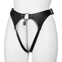 Rimba Ceinture Chasteté en Cuir pour Femme avec Chaîne - Noir