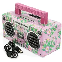 GPO Mini-enceinte Bluetooth BRONX. Enceinte portable compacte de style rétro, dotée d'une batterie, Enceinte Bluetooth, Pink