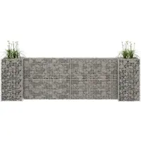 vidaXL Jardinière à gabion en H Fil d'acier 260x40x80 cm