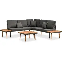 vidaXL Ensemble de salon de jardin 4 pièces avec coussins en bois massif d'acacia