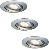 Paulmann Ensemble de spots encastrables Premium, orientables, LED, 3 x 3,5W, 2700K, 230V, culot GU10, diamètre 51mm, finition chromée mate/aluminium, zinc
