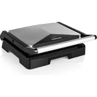 Tristar Contact grill GR-2854 - Gril à panini - Toasti-fer - Couvercle flottant - Revêtement antiadhésif - 1000W - acier inoxydable/noir