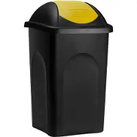 Stefanplast Poubelle noire et jaune 60 litres avec couvercle