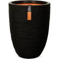 Capi Europe Cache-pot circulaire en plastique noir Capi Europe