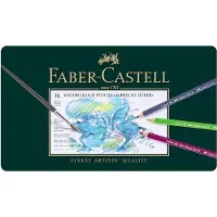 Faber-Castell Boîte en métal de 36 crayons de couleur aquarellables