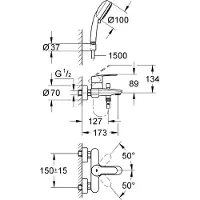 GROHE 3359220A Eurostyle Cosmopolitan ? Salle de Bain ? Mitigeur Monocommande pour Baignoire ? Dn 15 Chromé 3359220 A