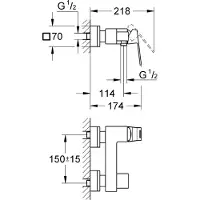 GROHE Eurocube Brausebatterie Wandmontage chrom - 23145000