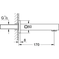 GROHE Eurocube bec de baignoire, saillie 170mm, 13303000