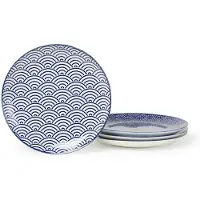 Tokyo Design Studio Assiette petit déjeuner Nippon Blue 21 cm lot de 4