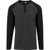 Urban Classics T-shirt manches longues de - Manches Raglan Henley L/S - S - XXL - pour Homme - anthracite/noir - Taille XL